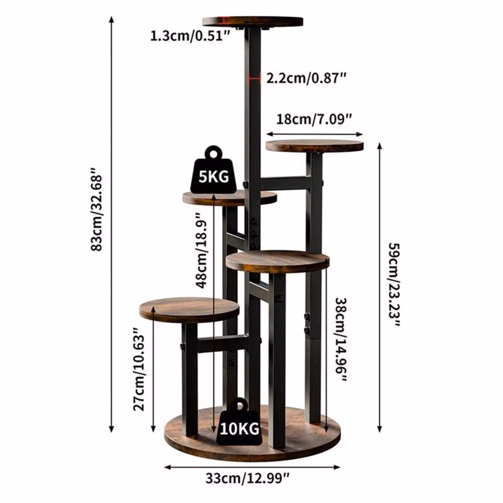 Ventryn Industrial Corner Tiered Flower Pot Stand in Brown and Black – 2