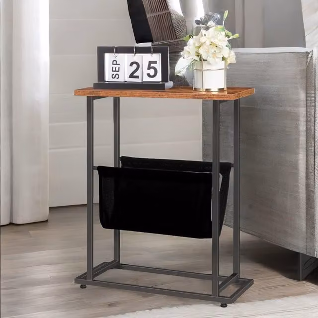 Rafaelo Mobilia Brown Wood Bedside Table with Magazine Holder Sling