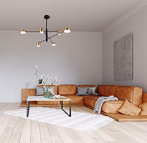 Netlighting Remdal Modern Multi Arm LED Suspended Pendant Ceiling Light 4000K in Gold/Brass or Black – 2