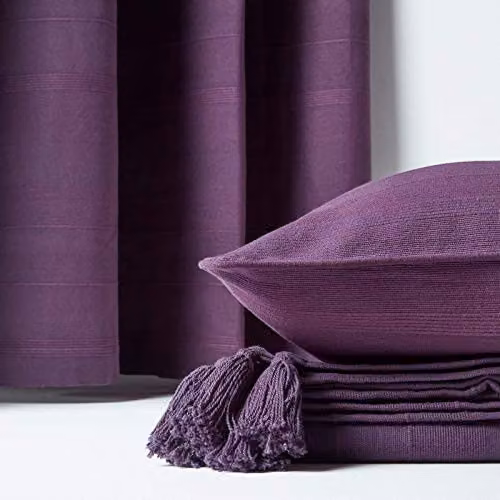 Homescapes Rajput Ribbed Cotton Throw in Purple, W/D/H: 150 x 200 cm – 4