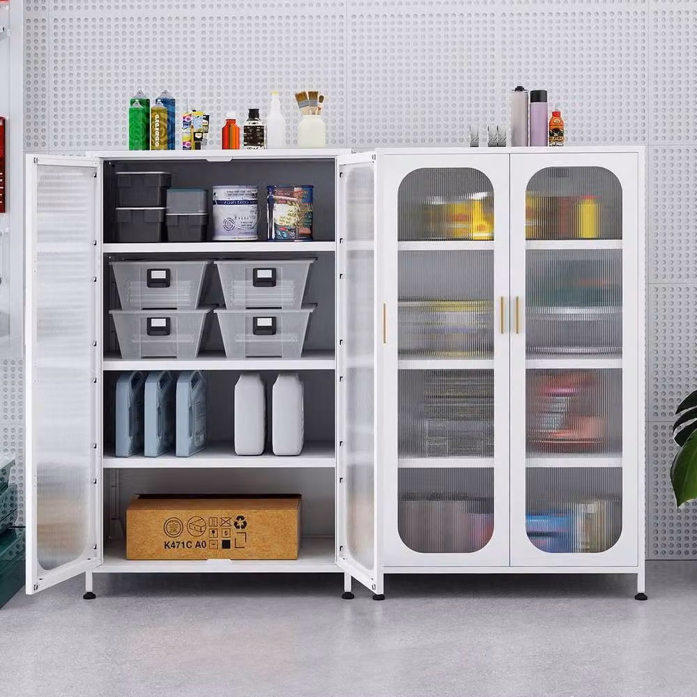 KORVIXA Tall Kitchen Pantry with Glass Doors and Adjustable Shelves, White – 4