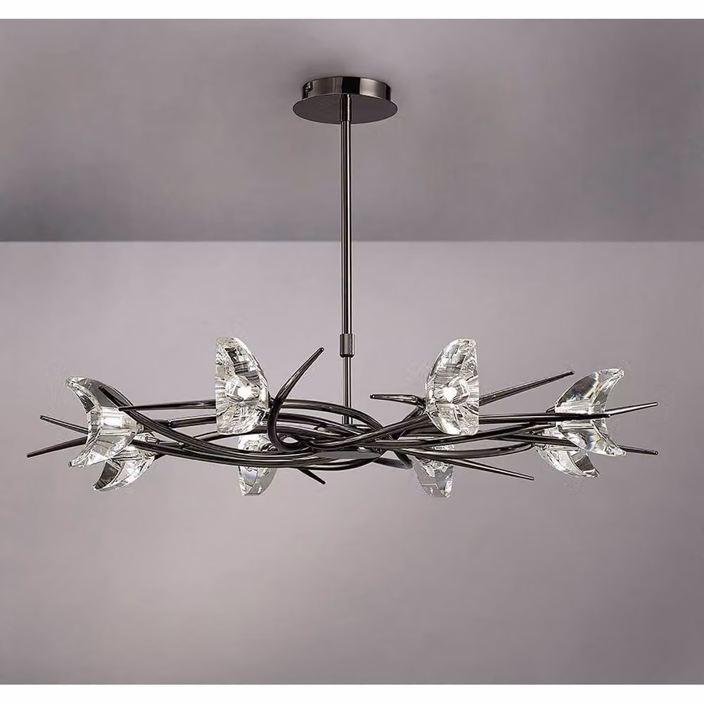 Netlighting Eclipse Telescopic Suspended 8 Light G9 Modern Pendant Light in Black Chrome and Crystal – 2