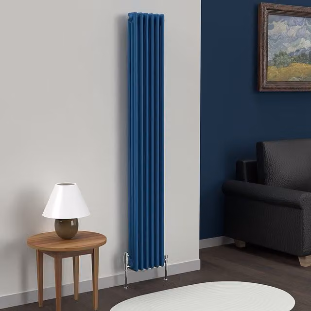 Lux Heat Vertical Coloured Column Radiator in Galaxy Blue, H 180 cm x W 29 cm