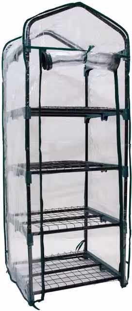 Kingfisher GHPRO Premium 4 Tier Greenhouse with Shelving, Green and Transparent, H: 134.0 cm, W: 50.0 cm, D: 44.5 cm – 4