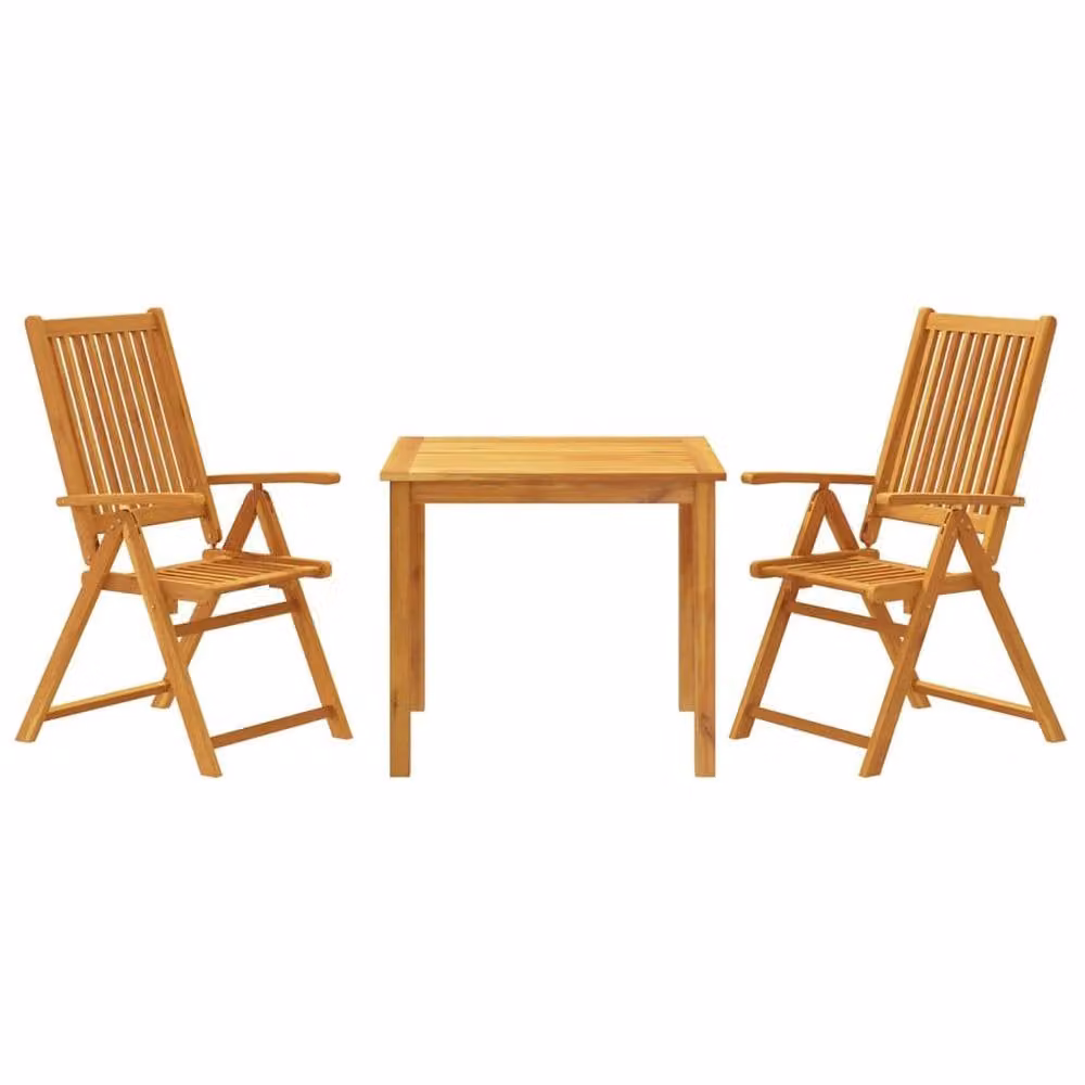 Berkfield Home Beautiful 3 Piece Acacia Wood Garden Dining Set in Brown – 2