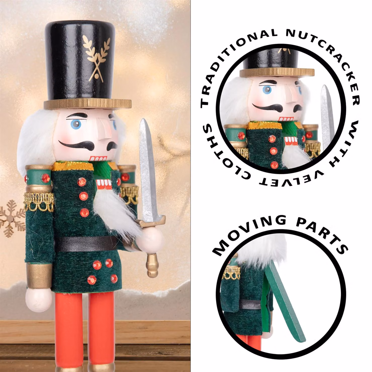 Shatchi Classic Multicolour Wooden Nutcracker Figure Set of 3, Height: 30 cm – 2