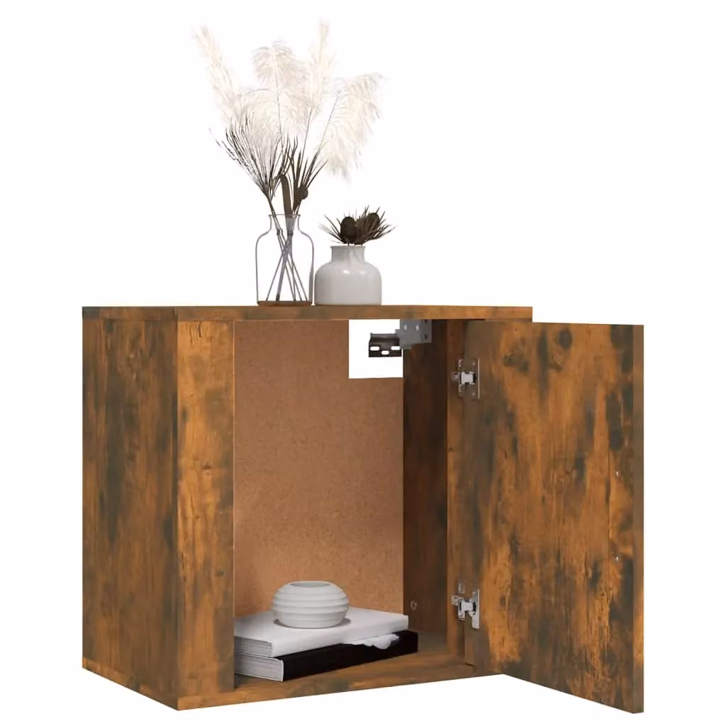 Berkfield Home Set of 2 Wall-mounted Bedside Cabinets in Smoked Oak Brown, W/D/H: 50 x 30 x 47 cm – 2