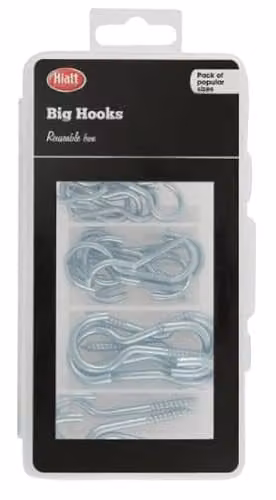 Hardware-Solutions Silver Screw Hook Assortment, 50 Pieces
