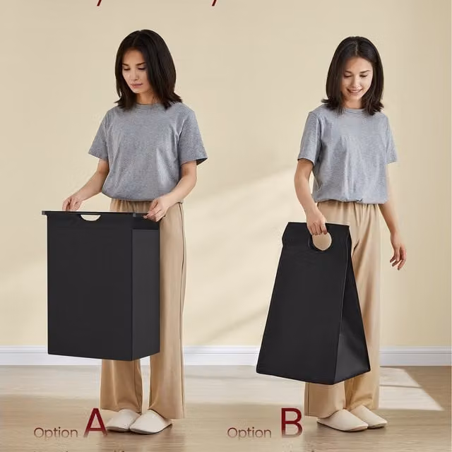 VASAGLE Laundry Basket with Removable Bag in Black