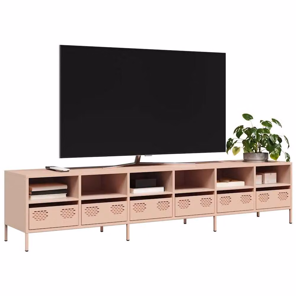 Berkfield Home Modern Pink Metal TV Cabinet W: 202 cm, D: 39 cm, H: 43.5 cm – 2