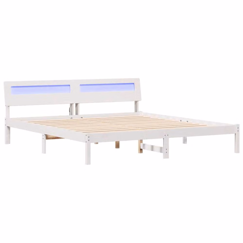 Berkfield Home Modern White Solid Pine Wood Bed Frame with Headboard and Lift Up Base, 180 x 200 cm – 2