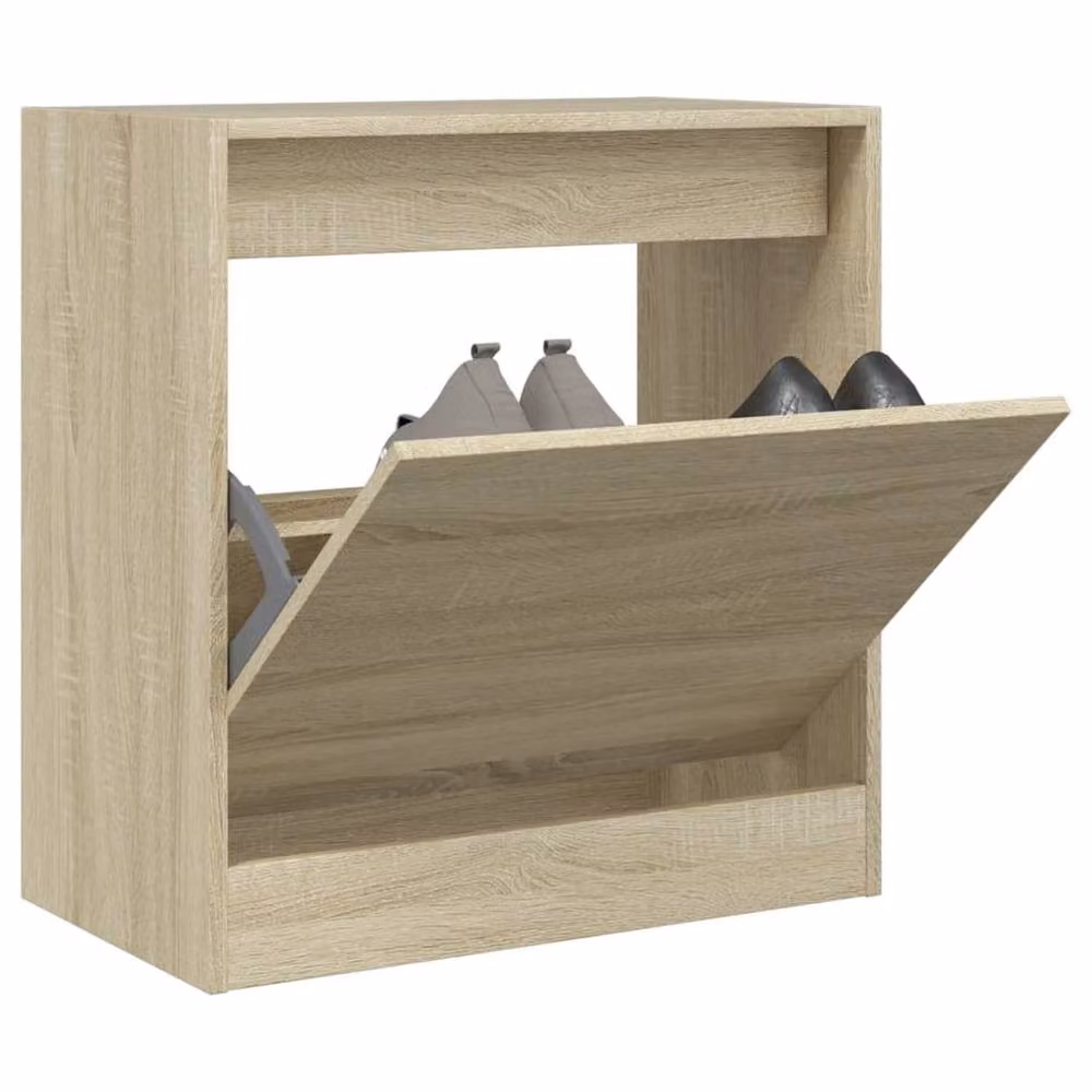 Berkfield Home Sonoma Oak Shoe Cabinet in Beige, W/D/H: 60 x 34 x 63.5 cm – 2