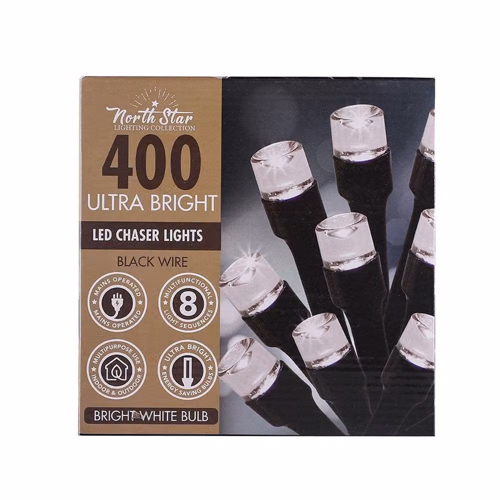 Voltico 400 LED Cool White Chaser Christmas String Lights, 12m – 2
