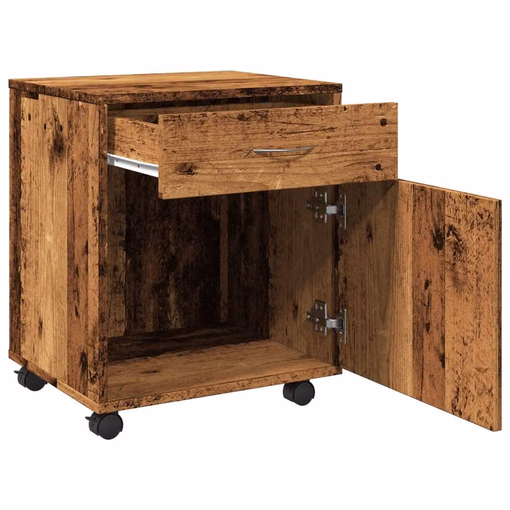 Berkfield Home Rolling Cabinet in Old Wood Brown, W/D/H: 45 x 38 x 54 cm – 6