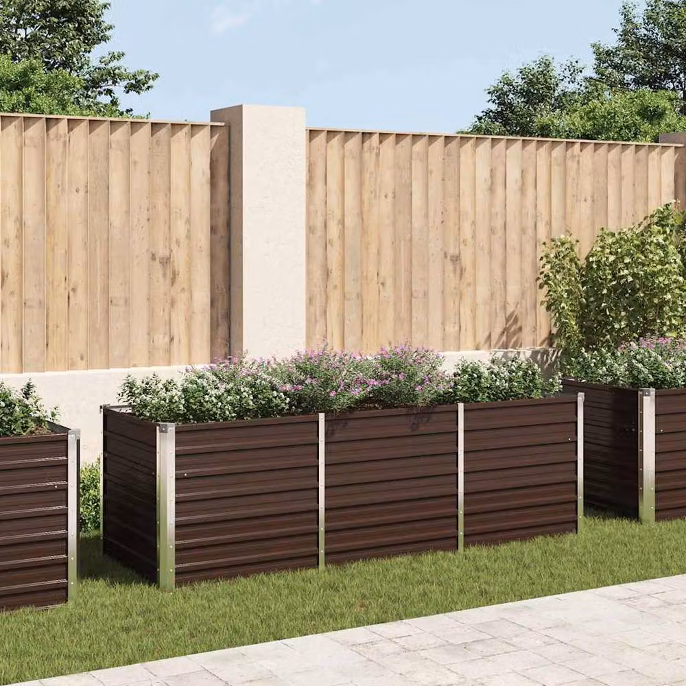 Berkfield Home Garden Brown Galvanised Steel Raised Bed W/D/H: 240 x 80 x 77 cm – 2