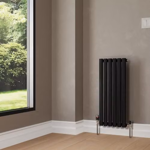 UK Radiators Omeara Black Elliptical Tube Horizontal Designer Radiator, W: 34.8 cm, H: 80 cm – 3