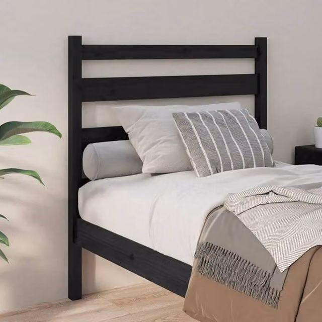 Berkfield Home Beautiful Solid Wood Pine Bed Headboard, Black, W: 81 cm, D: 4 cm, H: 100 cm – 1