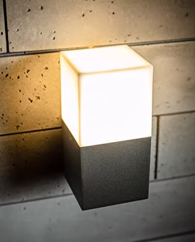 CGC Lighting Amara Modern Square Cube Outdoor Wall Light in Grey and White – 2