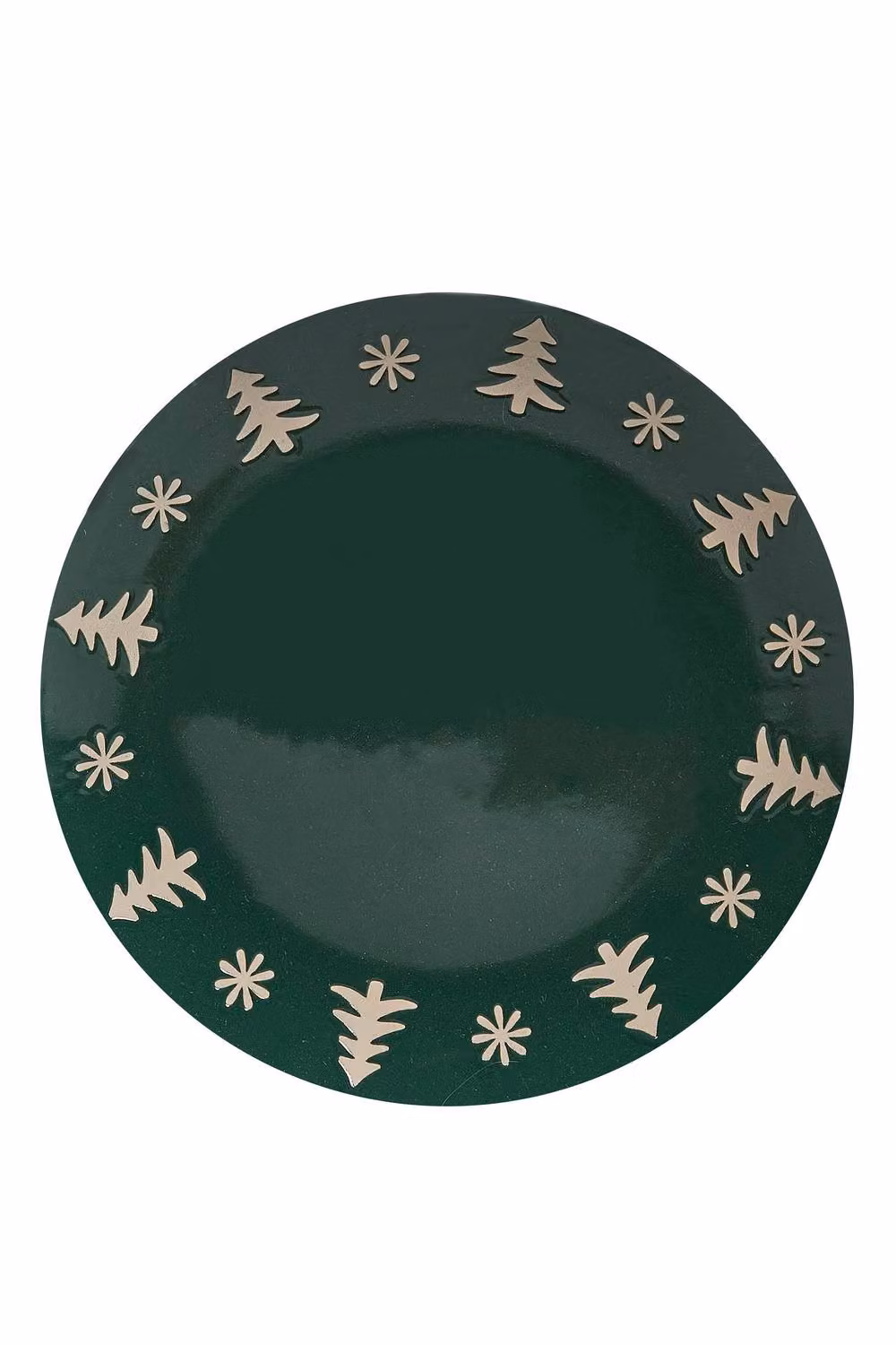 Dibor Set of 2 Snowflake Christmas Stoneware Side Plates, Green, Diameter: 20.5 cm – 2