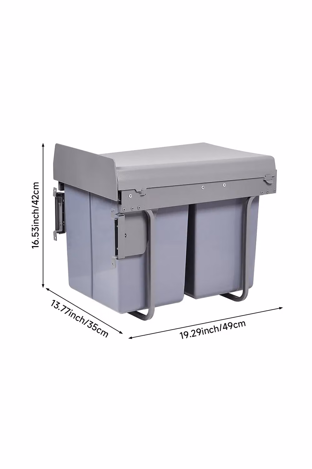 Living and Home 40L Under Cabinet Pull-Out Recycling Dustbin with 2 Compartments, Grey – 3