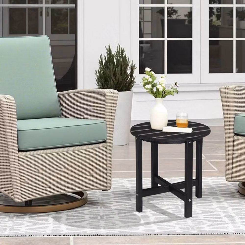 FORGEVIO Round Black Matt Outdoor Bistro Side Table – 3