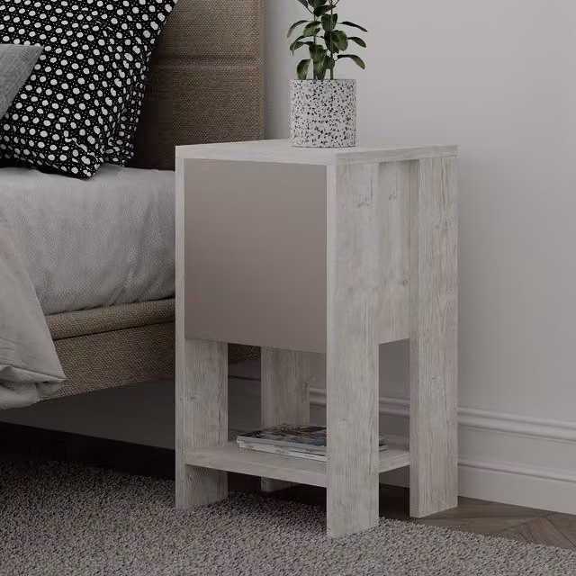 Decortie Ema Modern White Bedside Table, W/D/H: 30 x 30 x 54.8 cm