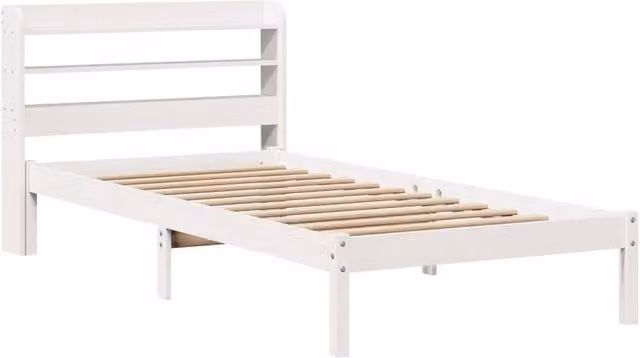 Berkfield Home Beautiful Bed Frame in White Solid Pine, W/D/H: 100 x 200 cm