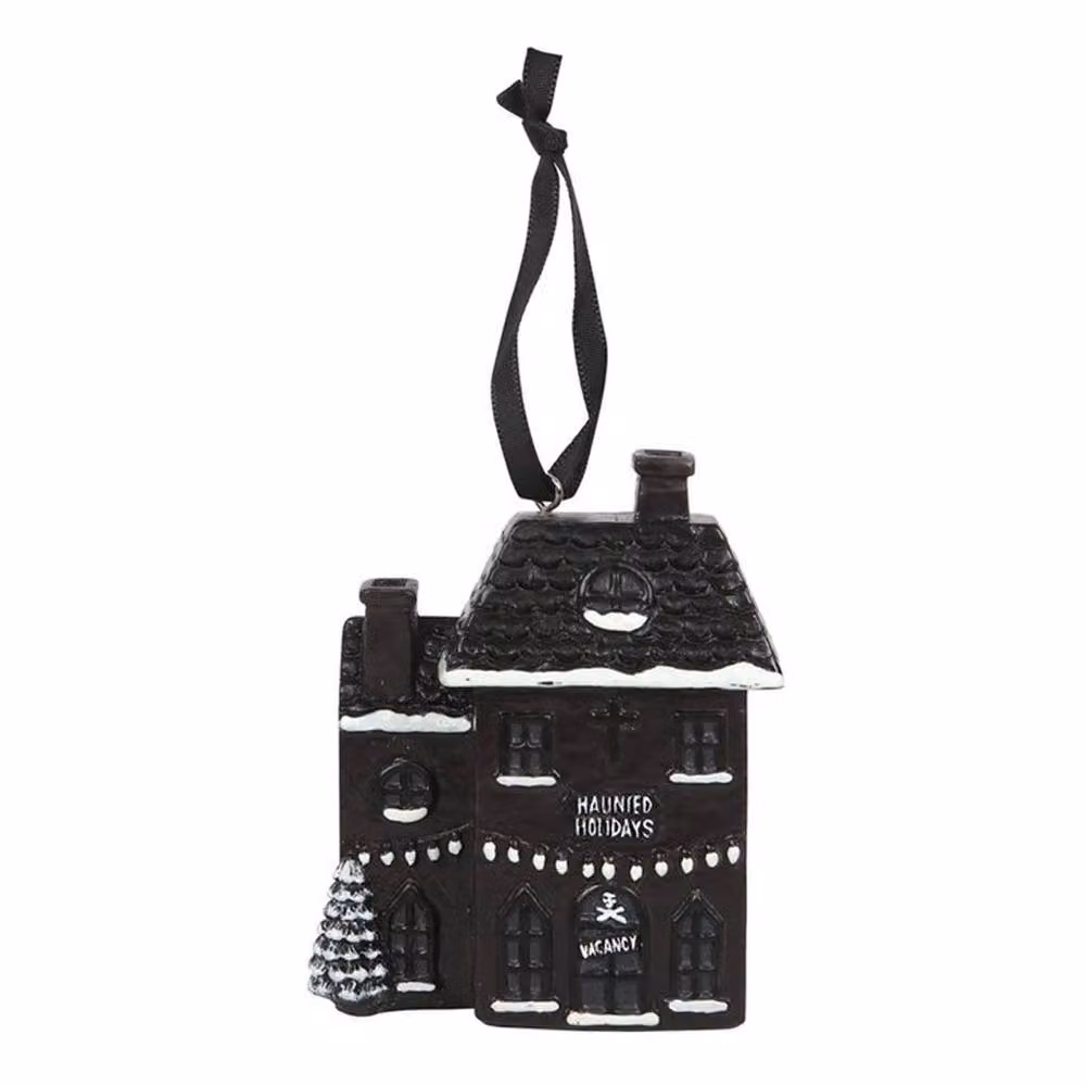 Uniqueful Haunted Holiday House Gothic Resin Christmas and Halloween Tabletop Decoration in Black – 2