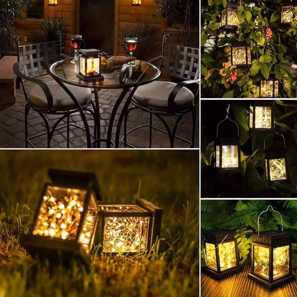 Kelvenix Solar Powered Hanging LED Lantern Lights in Black with Warm White Effect – 5