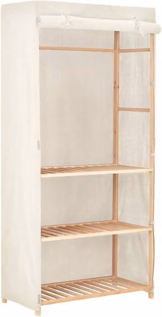 Berkfield Home 3-Tier Clothes Wardrobe in White, W/D/H: 79 x 40 x 170 cm