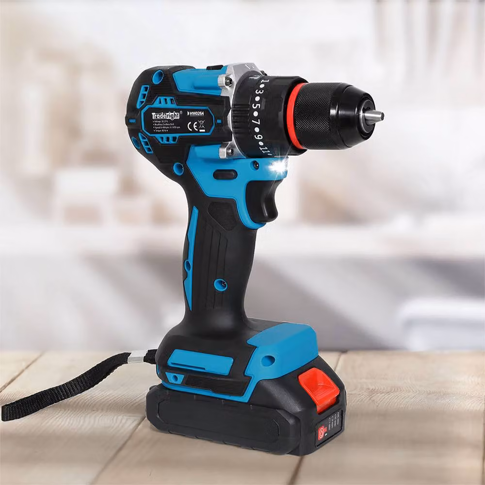 Traderight 96-Piece Cordless Brushless Impact Drill Driver Set with 2x2.0Ah Rechargeable Batteries in Black – 2