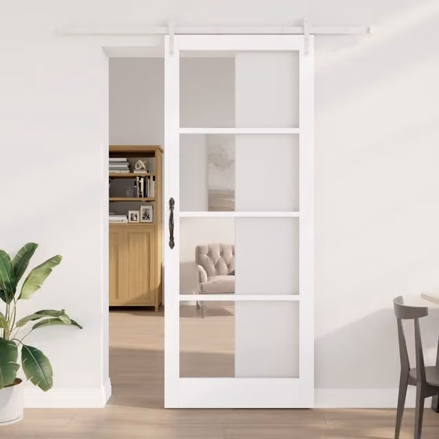 Berkfield Home Minimalist White Lacquered Sliding Door with Hardware Set, W: 93 cm, H: 232 cm