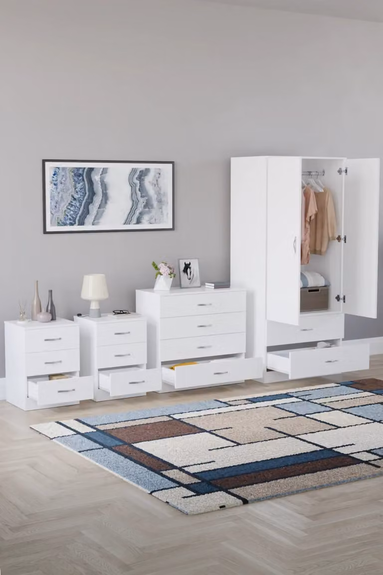 Home Discount Vida Designs Riano 4 Piece White Bedroom Set