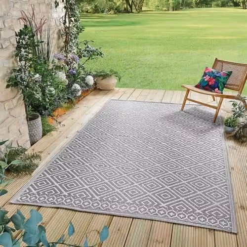 Coopers of Stortford Gainsborough Grey Aztec Outdoor Rug, W/D: 120 x 180 cm – 1