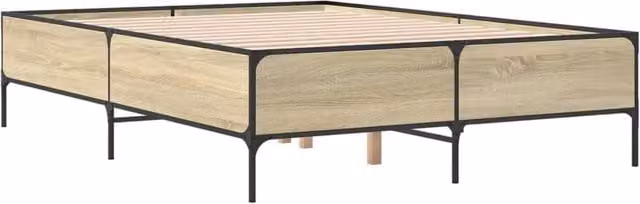 Berkfield Home Durable Sonoma Oak Bed Frame in Light Oak, W/D/H: 140 x 200 x 143 cm
