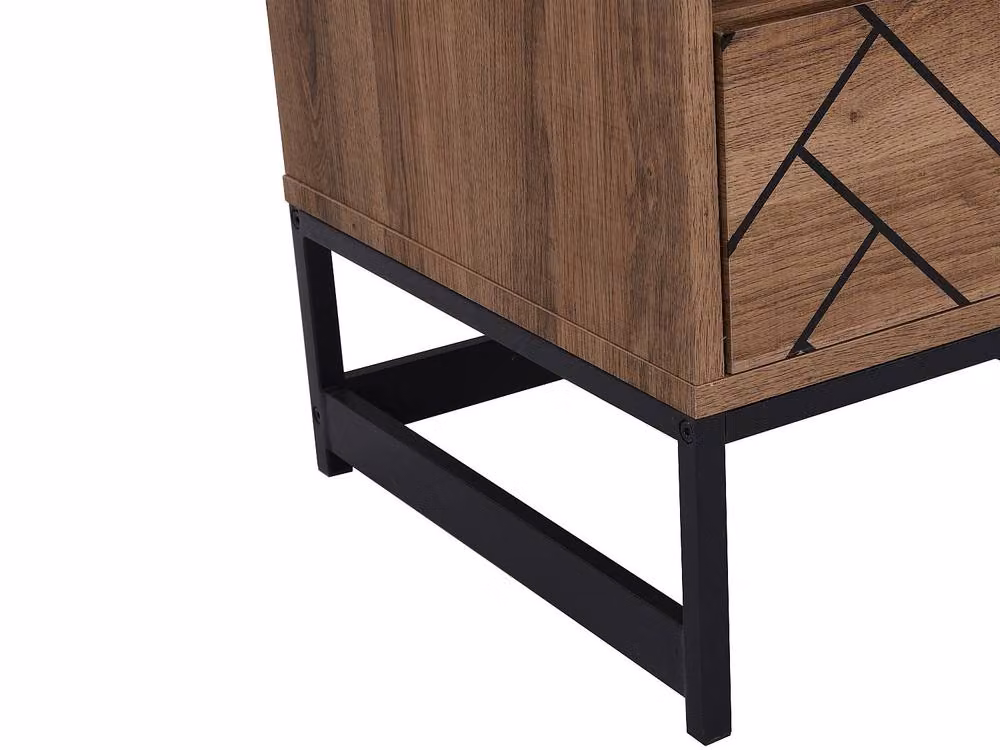 Vente-unique Modern Geometric Bedside Table with 1 Drawer and 1 Compartment in Walnut and Black, W/D/H: 40 x 40 x 40 cm – 3