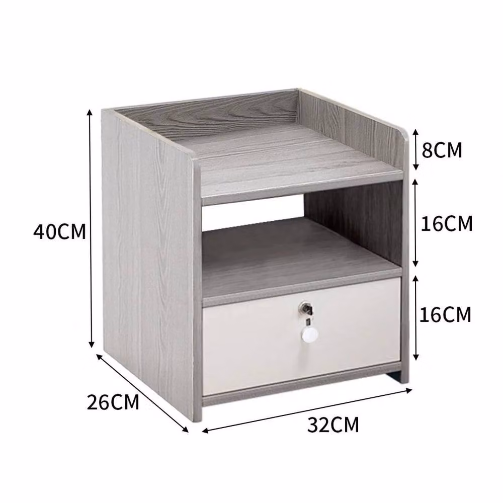 Kelvenix Modern Minimalist Bedside Table in Grey and White – 2