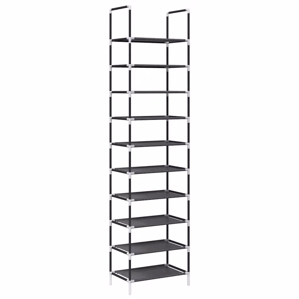 Berkfield Home 10-Tier Shoe Rack in Black with Non-Woven Fabric and Metal Frame, W/D/H: 44 x 28 x 180 cm – 2