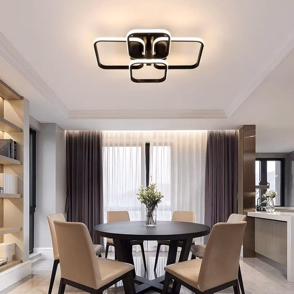COMELY Dimmable LED Ceiling Light with 4 Square Panels, 48W, Black – 2