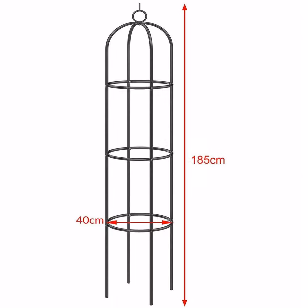 Nordara Black Metal Outdoor Garden Obelisk Climbing Plant Support Frame Trellis Set, H 185 cm x W 40 cm – 2