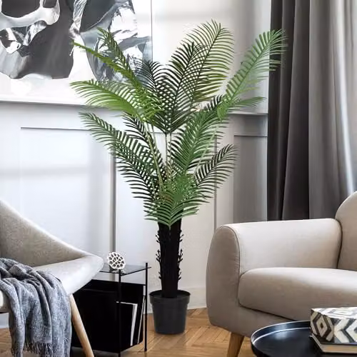 HOMCOM 175 cm Artificial Areca Palm Tree in Green with Plastic Pot – 5