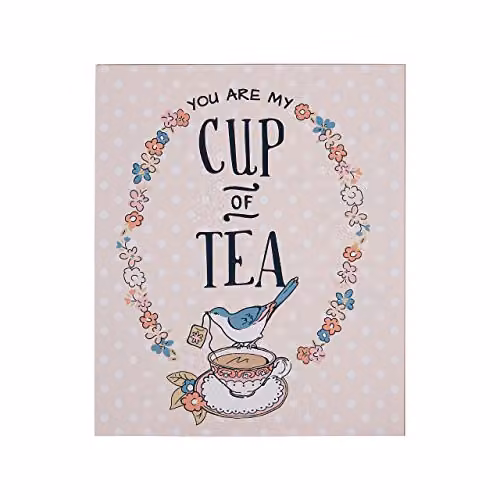 Orsina Cup of Tea Wall Plaque with Botanical and Animal Design in Pink and White – 1