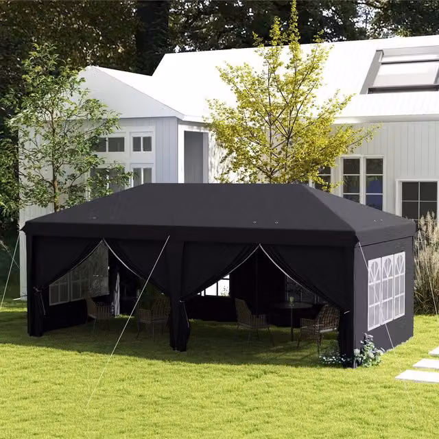 Outsunny Pop Up Gazebo with Sides and Windows, Grey