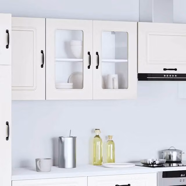Berkfield Home Kalmar Wall Mounted Kitchen Cabinet with Glass Doors, White