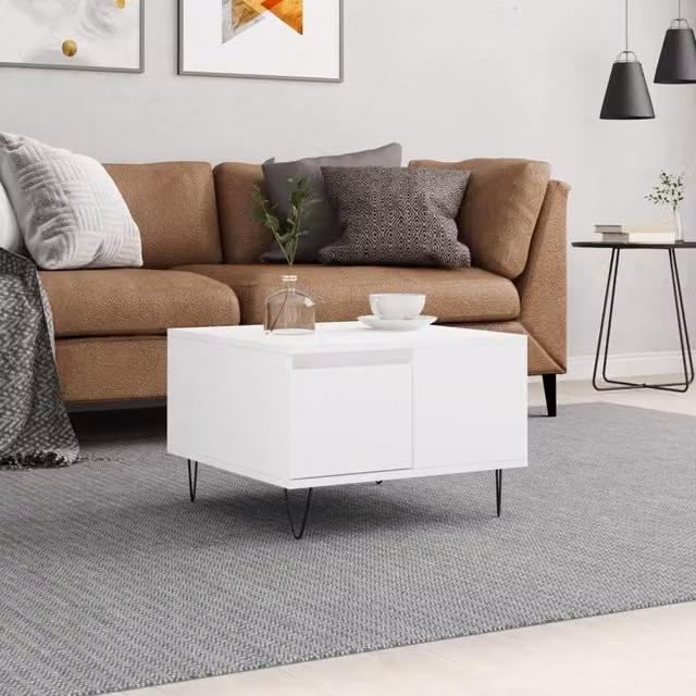 Berkfield Home Modern Square Coffee Table in White, W/D/H: 55 x 55 x 36.5 cm – 1