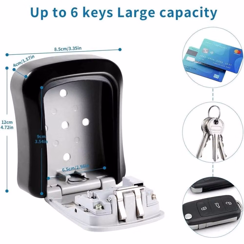 PAWNORA Silver 4 Digit Combination Key Safe Box, Wall Mounted Outdoor Security Code Lock – 4