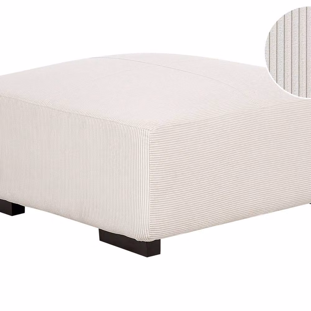 Wyld and Coco Off White Jumbo Corduroy Ottoman W/D/H: 80 x 80 x 35 cm – 2