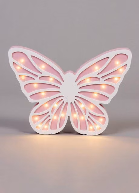 BHS Lighting Glow Butterfly LED Table Lamp in Pink and White