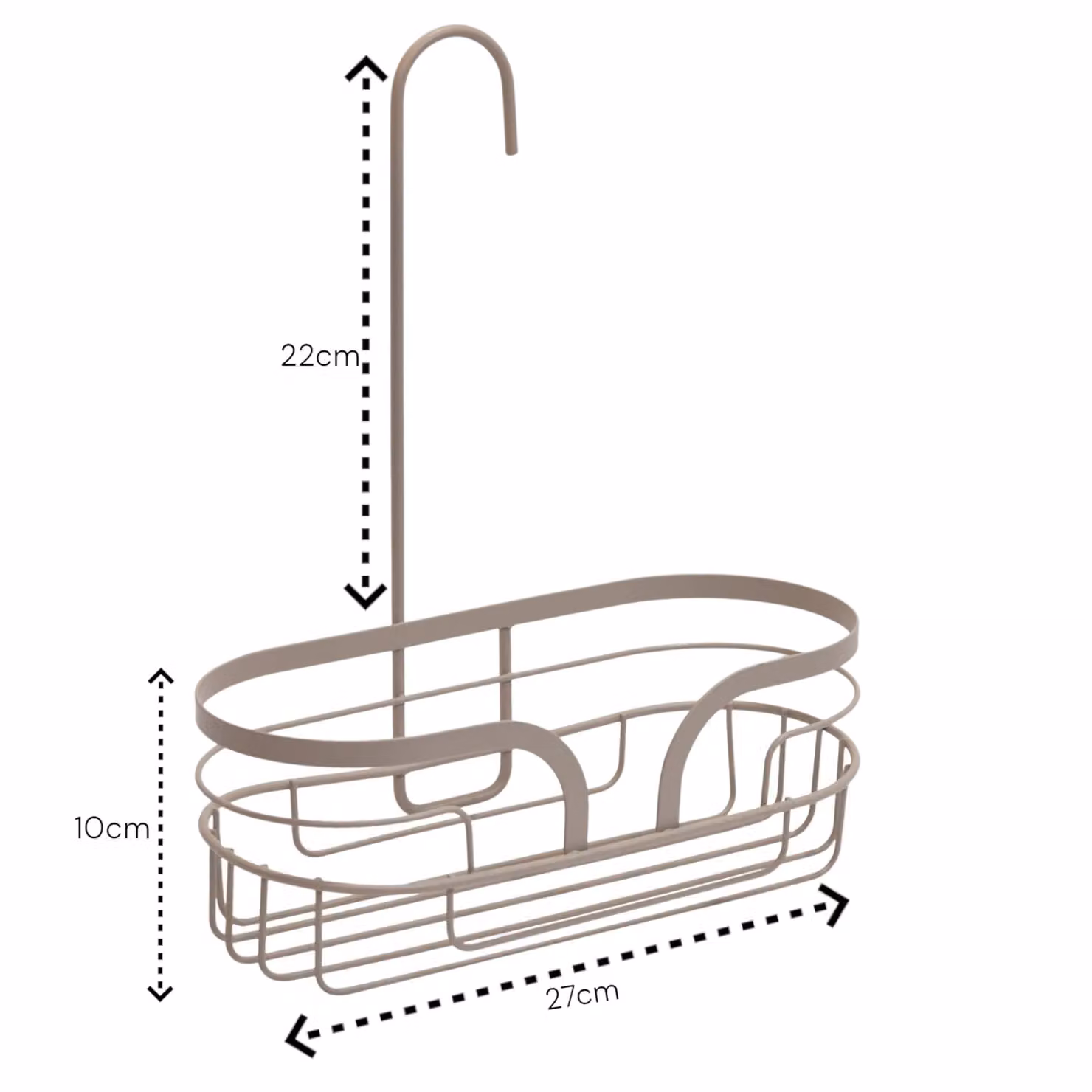 Showerdrape Dante Mini Hanging Stainless Steel Shower Caddy in Beige, W/D/H: 32.0 x 27.0 x 12.0 cm – 2