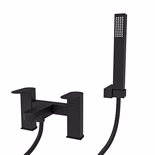 Nes Home Kento Bath Shower Mixer and Handset with Two Handles in Matt Black – 2